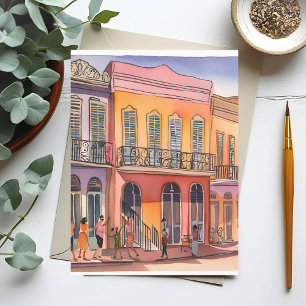 Cartão Postal Nova Orleans NOLA Louisiana Aquarela Bonita