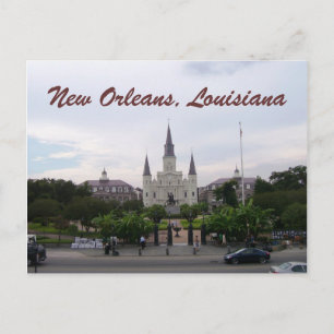 Cartão Postal Nova Orleans, Rua Louisiana. Catedral de Louis