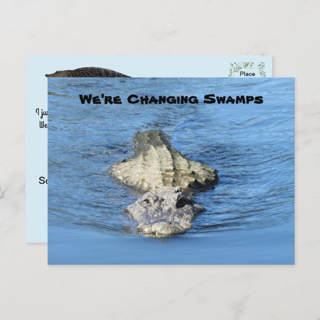 Cartão Postal Nova placa de Posto de Endereço do Alligator (Frente/Verso)