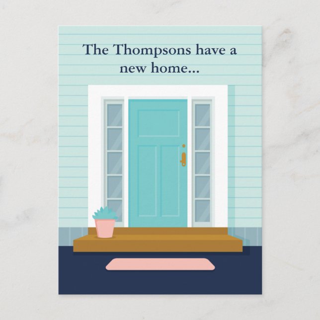 Cartão Postal Nova Porta de Teal em Casa Bonita Que Movimentamos (Frente)