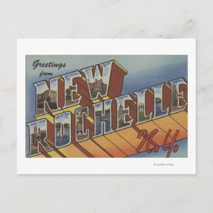 Cartão Postal Nova Rochelle, Nova Iorque - Cenas com Letras Gran