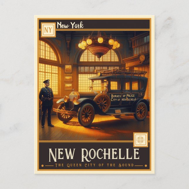 Cartão Postal Nova Rochelle, Nova York | Antigo (Frente)