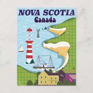 Cartão Postal Nova Scotia Canadá pôster de viagem vintage
