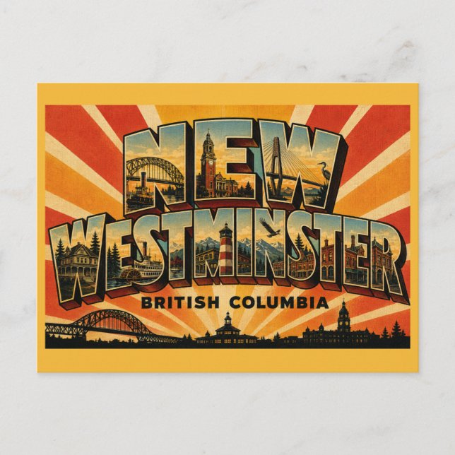 Cartão Postal Nova Westminster BC Cidade Real (Frente)