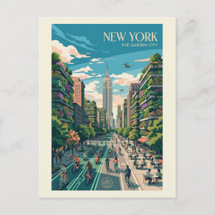 Cartão Postal Nova York A Cidade Jardim Arte de Poster de Viagem