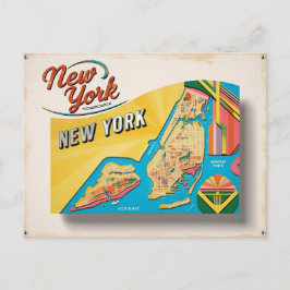 Cartão Postal Nova York Antiga Retrô