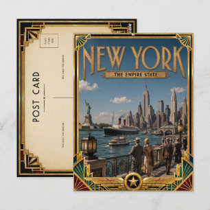 Cartão Postal Nova York Arte Deco Vintage Era de Ouro