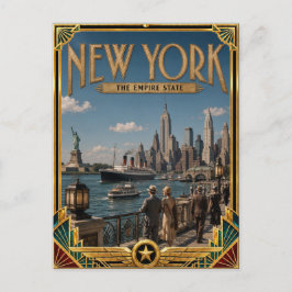 Cartão Postal Nova York Arte Deco Vintage Era de Ouro