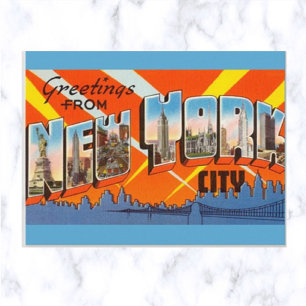 Cartão Postal Nova York Cidade Nova York Letra Maior Antiga