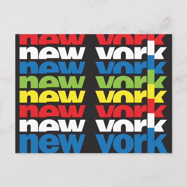 Cartão Postal Nova York, design de texto retrô (Frente)