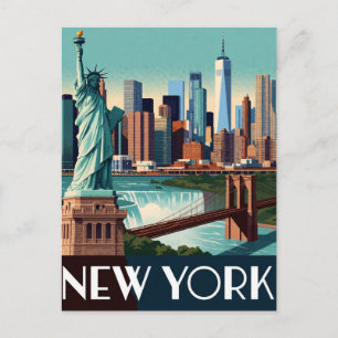 Cartão Postal Nova York EUA Manhattan Skyline Exploração da Cida