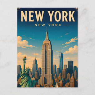 Cartão Postal 🗽 Nova York EUA Silhueta Visita 🗽