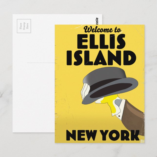 Cartão Postal Nova York Ilha Ellis (Frente/Verso)