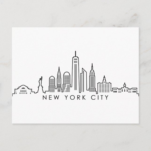 Cartão Postal NOVA YORK Manhatten EUA City Skyline Silhouette (Frente)