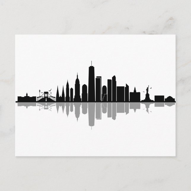 Cartão Postal NOVA YORK Manhatten EUA City Skyline Silhouette (Frente)