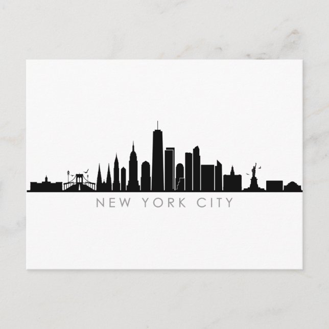 Cartão Postal NOVA YORK NYC Manhatten EUA City Skyline Silhouett (Frente)