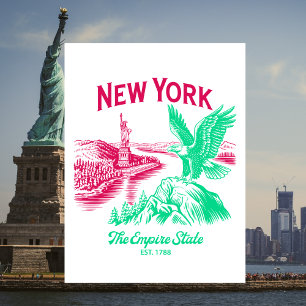 Cartão Postal Nova York O Estado Imperial Est. 1788 Águia Americ