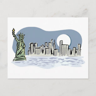 Cartão Postal Nova York Skyline por Moonlight