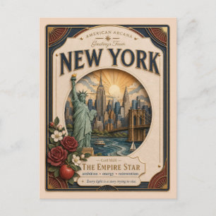 Cartão Postal Nova York Vintage Paper Cut American Arcana