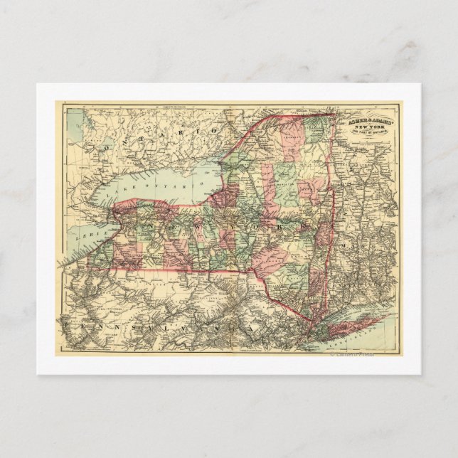 Cartão Postal Nova YorkMapa Panorâmico Nova York (Frente)