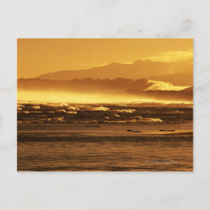 Cartão Postal Nova Zelândia, Ilha do Sul, ondas oceânicas e