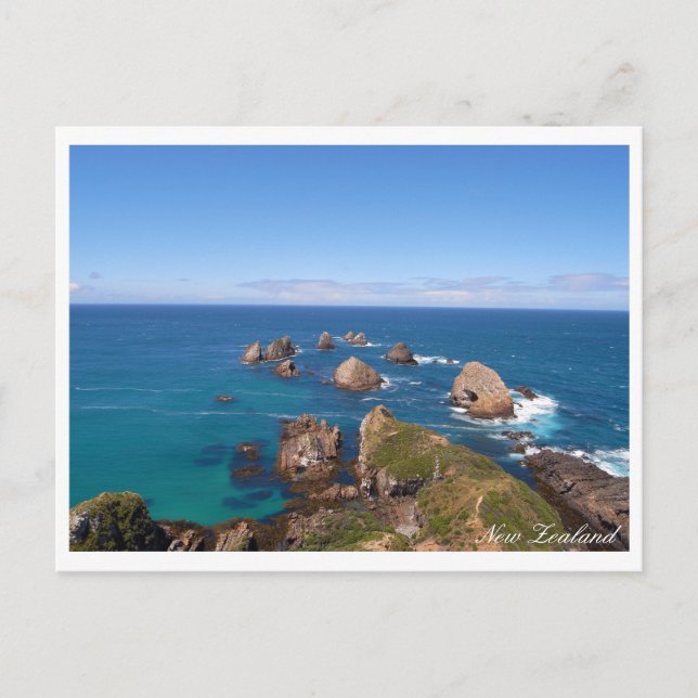 Cartão Postal Nova Zelândia, Nugget Point Rock Circle, feriado (Frente)