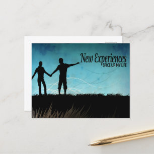 Cartão Postal "Novas experiências" Afirmação de Motivação