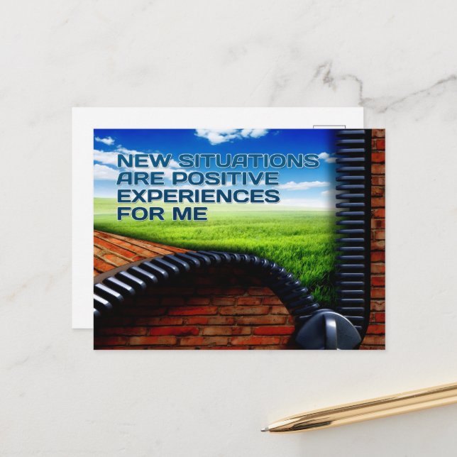 Cartão Postal "Novas situações" Afirmação de Motivação (Frente/Verso In Situ)