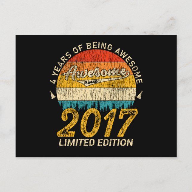 Cartão Postal Nove Anos de Idade Retrorna Incrível Nove Presente (Frente)