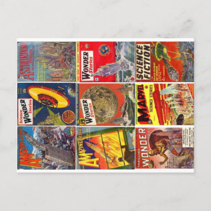 Cartão Postal Nove cobrir clássicos de Pulp Science Fiction Car