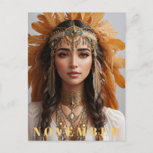 Cartão Postal *~* NOVEMBRO Topázio Dourado  AP53 Boho Pedra de N