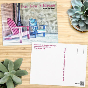 Cartão Postal Novo Anúncio de Endereço Adirondack Chairs Porch
