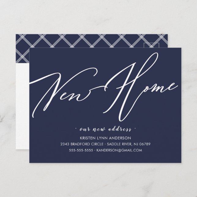 Cartão Postal Novo Anúncio de Movimentação de Página Inicial Mod (Frente/Verso)