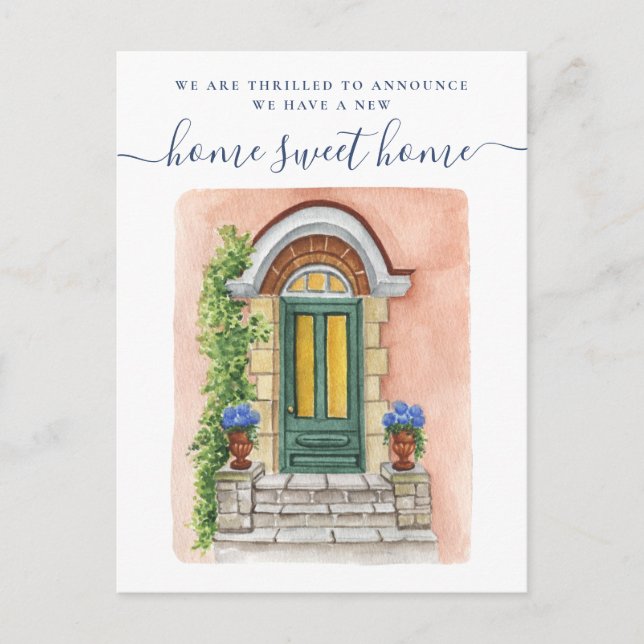 Cartão Postal Novo Anúncio de Mudança para a Frente da Casa Doce (Frente)