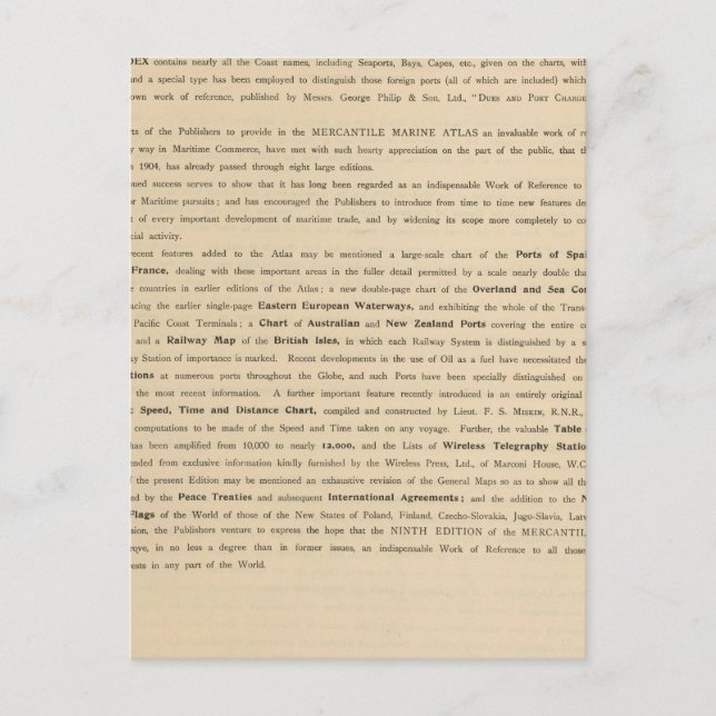 Cartão Postal Novo atlas marinho mercantil (Frente)