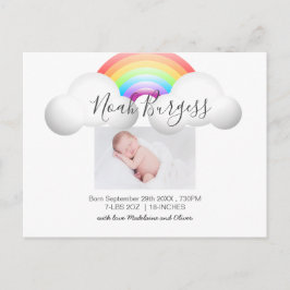 Cartão Postal Novo Bebê Rainbow Birth Anúncio Foto