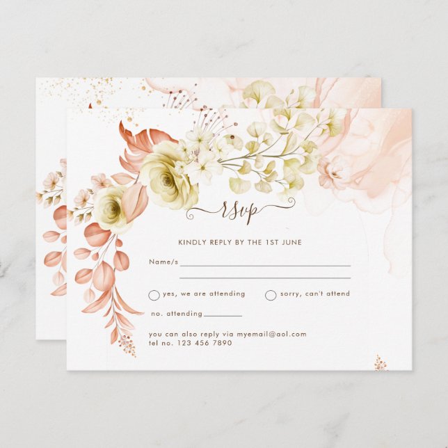 Cartão Postal NOVO! Boho Floral Casamento Salvar Datas (Frente/Verso)