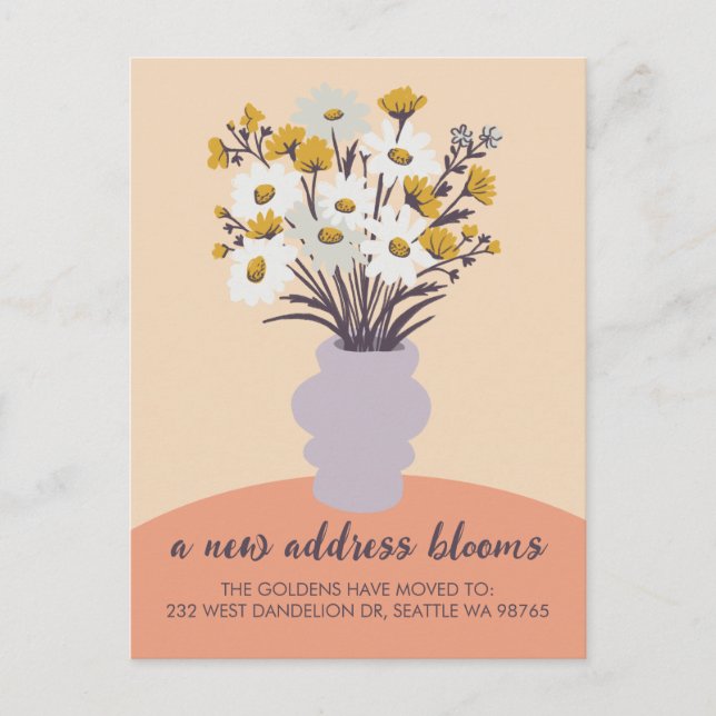 Cartão Postal Novo Buquê de Anúncio de Movimentação de Blooms de (Frente)