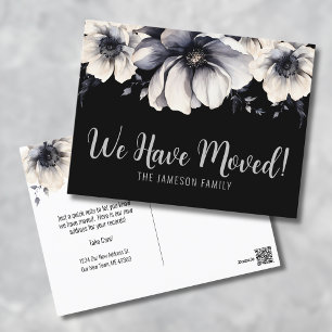 Cartão Postal Novo Endereço Aquarela Floral Anúncio de Mudança