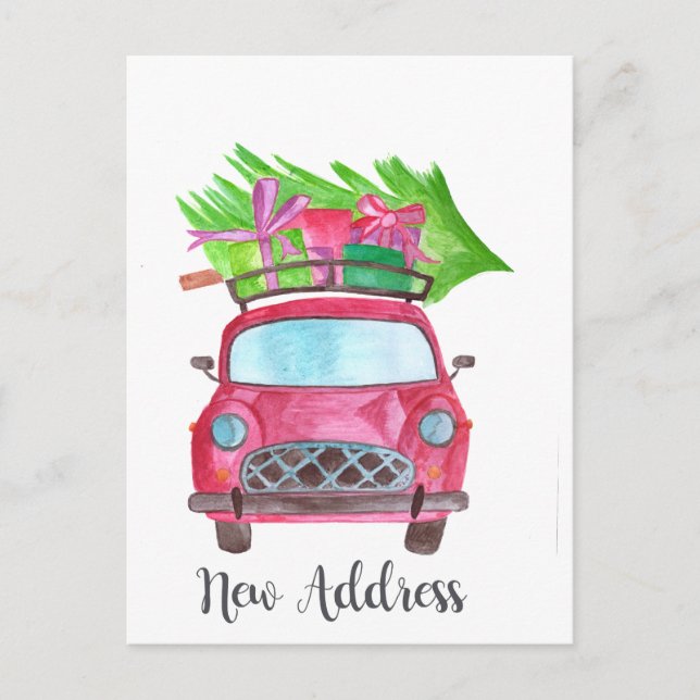 Cartão Postal Novo endereço Classic Christmas Car (Frente)