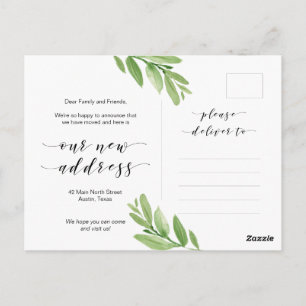 Cartão Postal Novo Endereço Doméstico, Verde, Anúncio em Movi