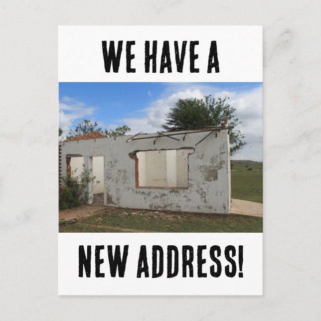Cartão Postal Novo Endereço Engraçado Que Já Mudámos (Frente)