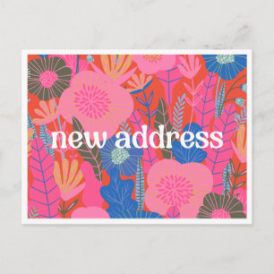 Cartão Postal Novo Endereço Floral Colorido Mudamos-nos Mudança