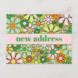 Cartão Postal Novo Endereço Floral do Primavera Retro