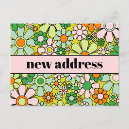 Cartão Postal Novo Endereço Floral do Primavera Retro