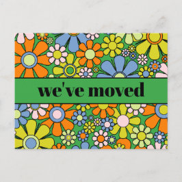 Cartão Postal Novo Endereço Floral do Primavera Retroativo / Mov