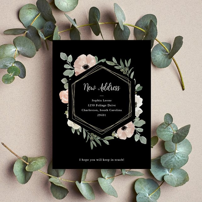 Cartão Postal Novo Endereço | Flores de Pêssego Empoeiradas em P (Criador carregado)