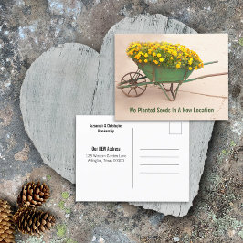 Cartão Postal Novo Endereço Marigolds Na Vintage Wheelbarrow