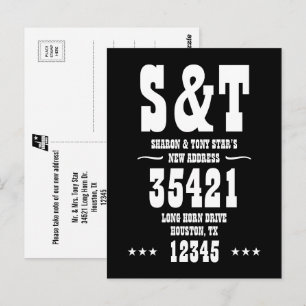 Cartão Postal Novo Endereço Monograma Estilo Ocidental Personali