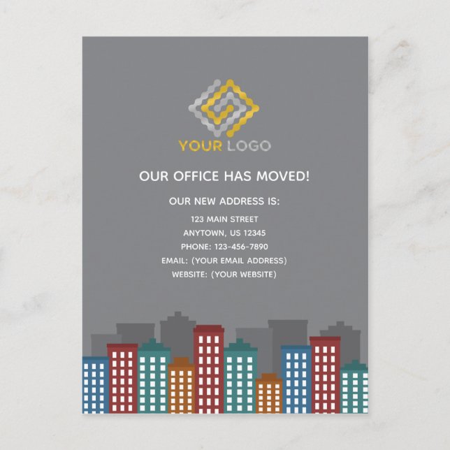Cartão Postal Novo endereço Movimentação do escritório de logoti (Frente)